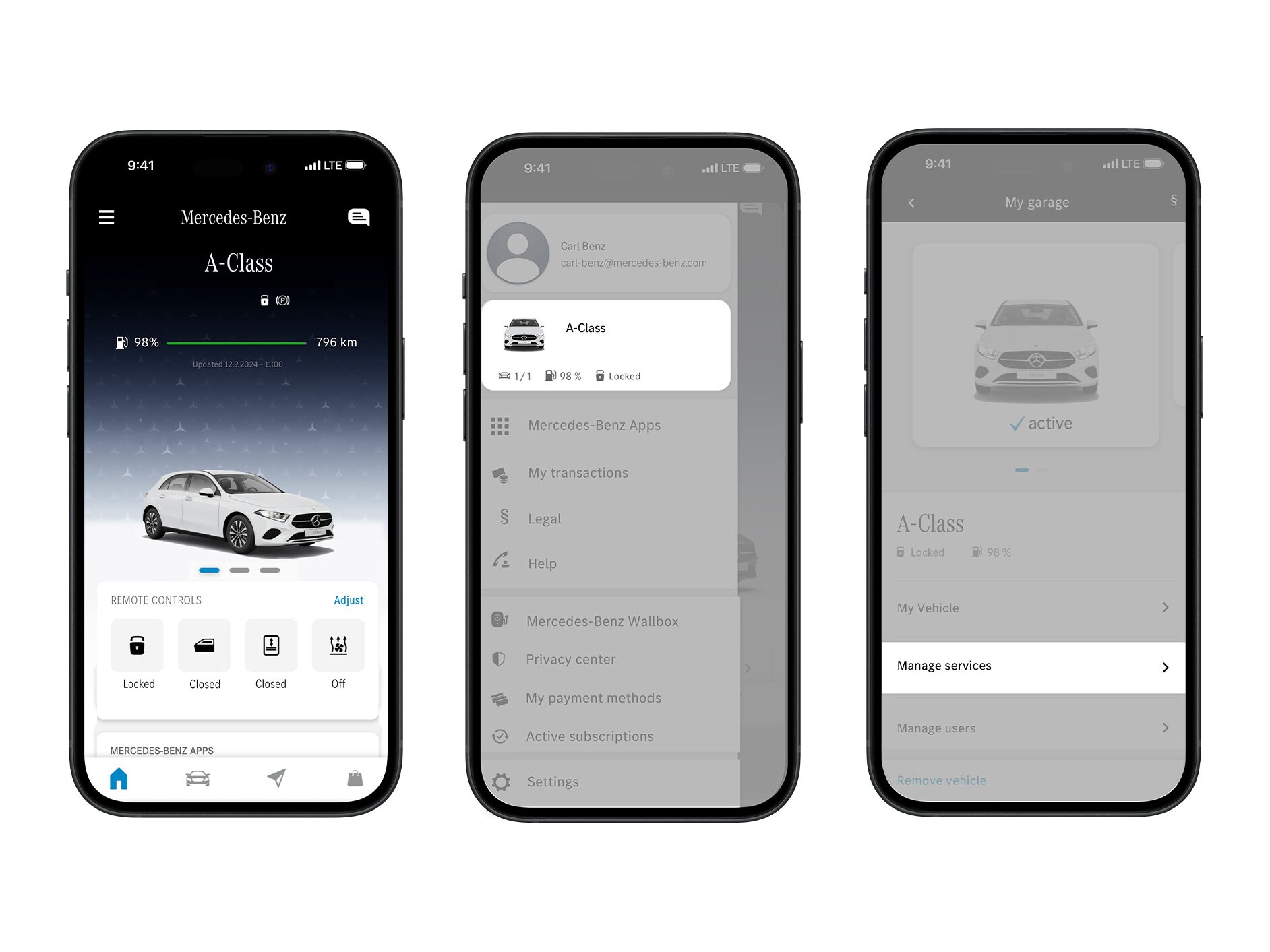 The in-app activation of Fuel & Pay for Mercedes-Benz vehicles.