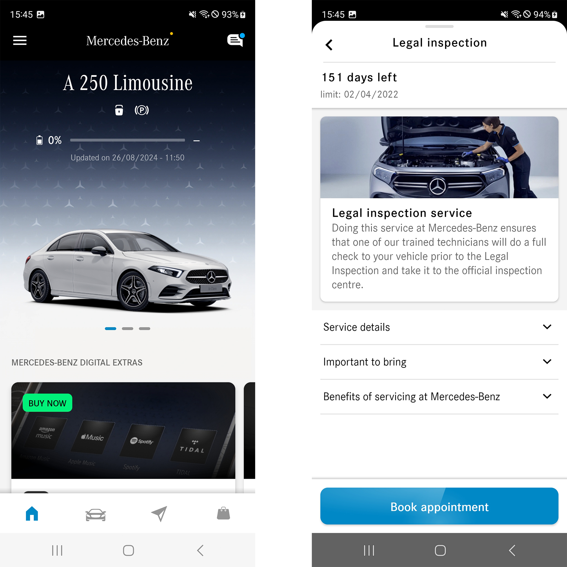 ตัวอย่าง | Service App | Mercedes-Benz ตัวอย่างบริการแบบครบวงจรในแอป Mercedes-Benz