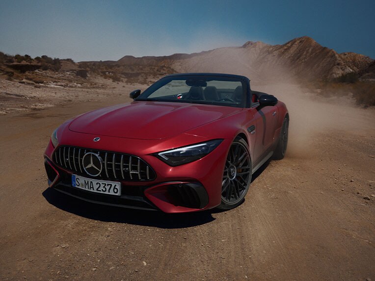 Front side angle view of the Mercedes-AMG Roadster.