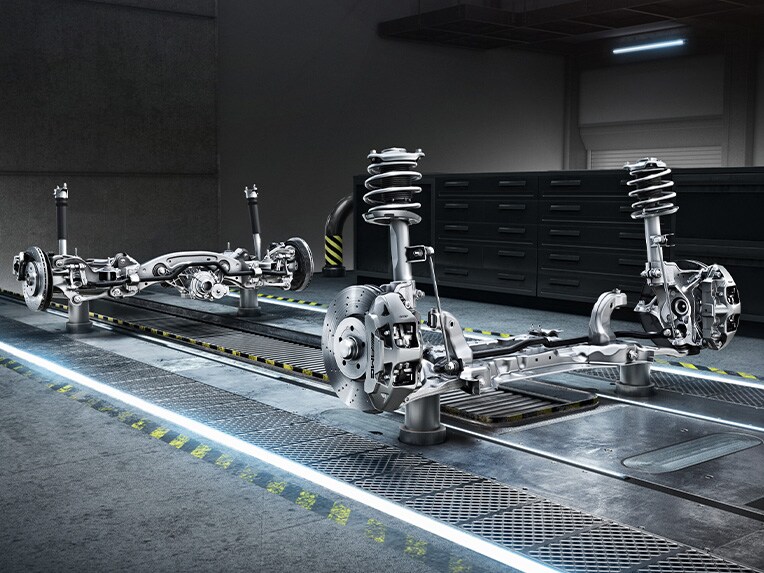 The AMG RIDE CONTROL suspension of the CLA 35 4MATIC from Mercedes-AMG.