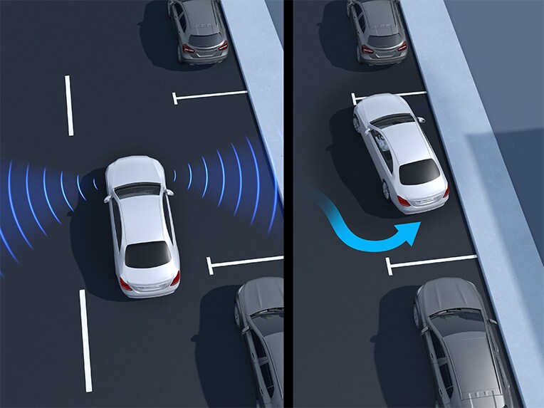 Active Parking Assist with PARKTRONIC in the Mercedes-Benz E-Class Coupé.