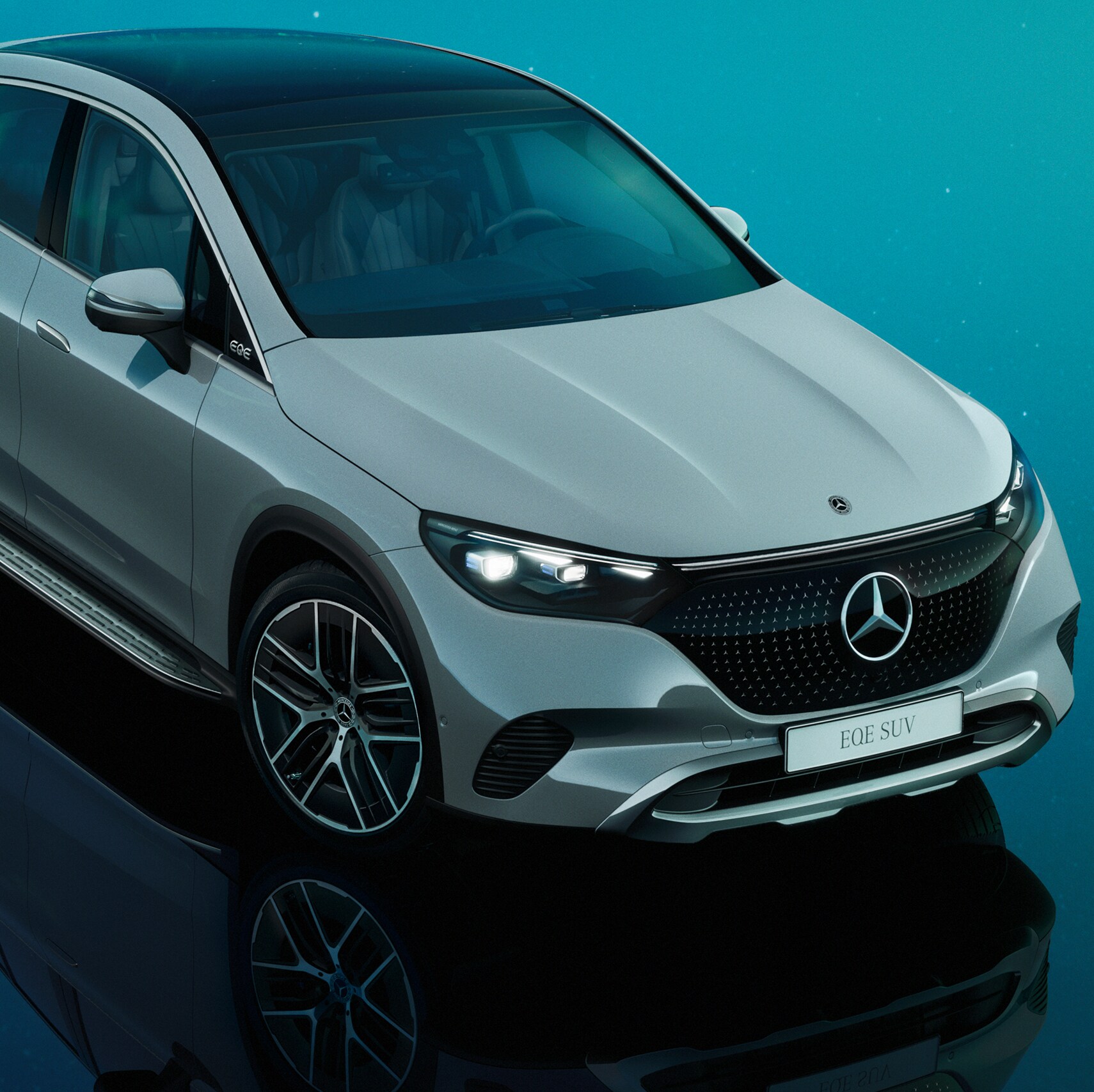 EQE SUV รุ่นใหม่ในมุมมองด้านหน้า