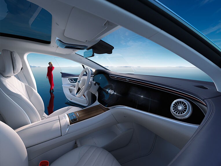 The interior of the EQS Saloon from Mercedes-Benz.