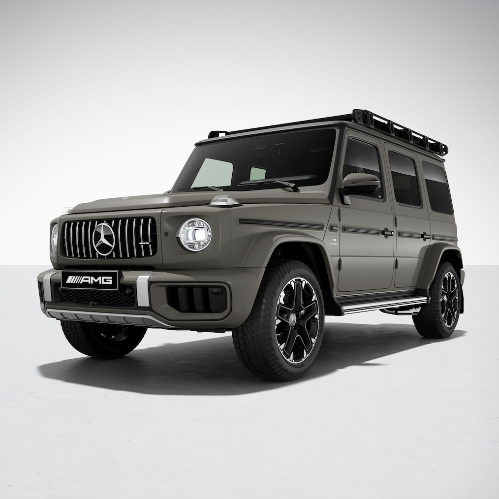 Frontal side view of a Mercedes-AMG G 63 with AMG Offroad Package PRO.