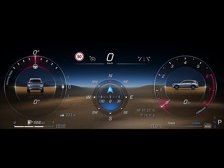 ภาพประกอบกราฟิกแสดงห้องควบคุมการขับขี่แบบ Offroad ใน GLC รุ่นใหม่จาก Mercedes-Benz