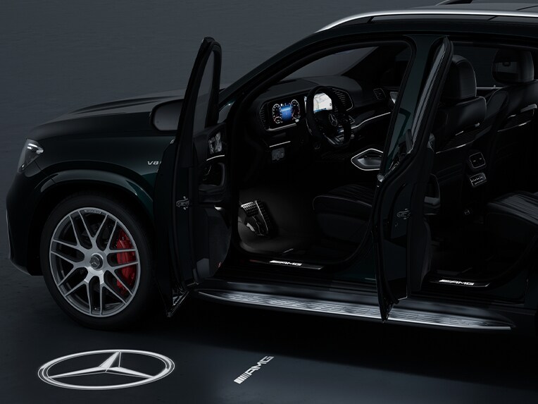 ไฟส่องสว่างรอบทิศทางพร้อมฟังก์ชั่นฉายภาพ โลโก้ AMG แบบเคลื่อนไหว