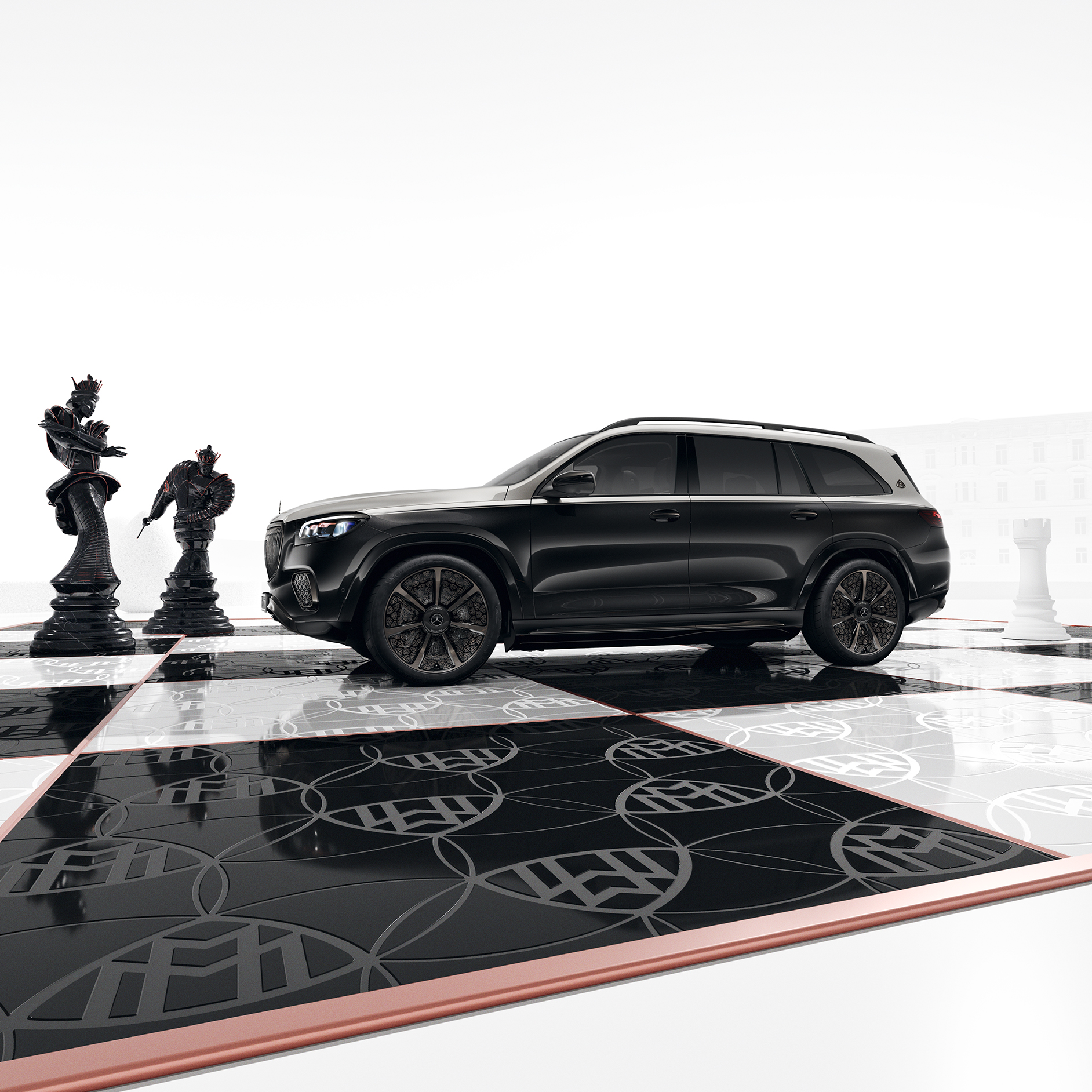 Mercedes-Maybach on a chessboard Mercedes-Maybach on a chessboard