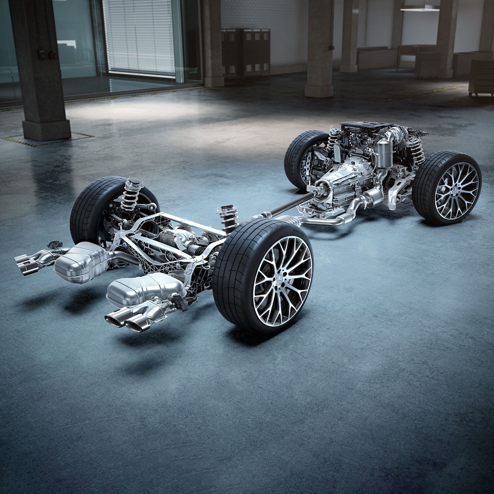 ระบบส่งกำลัง Mercedes-AMG SL Roadster ในห้องเครื่อง