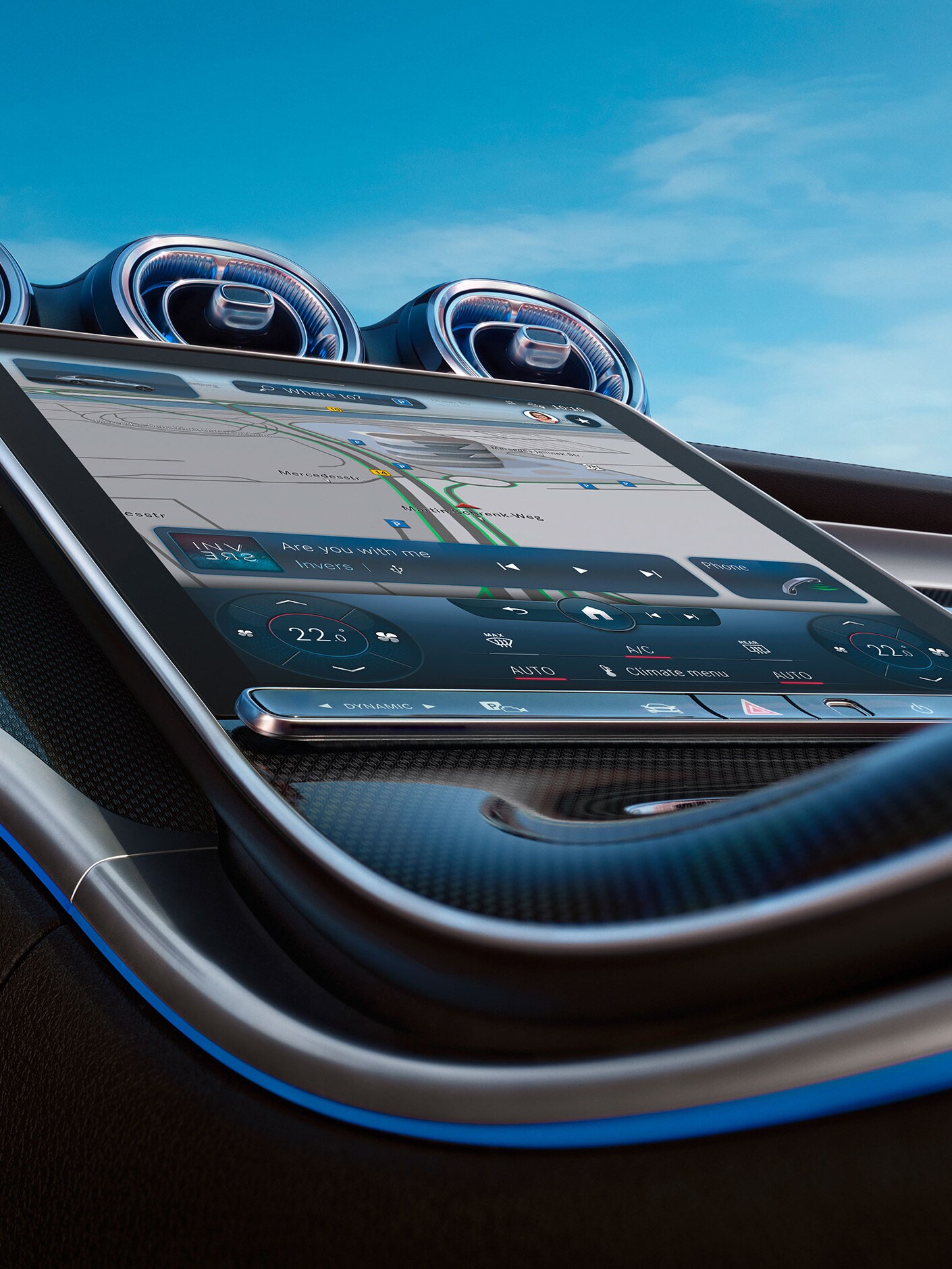 The image shows the touch display in the new Mercedes-Benz C-Class.