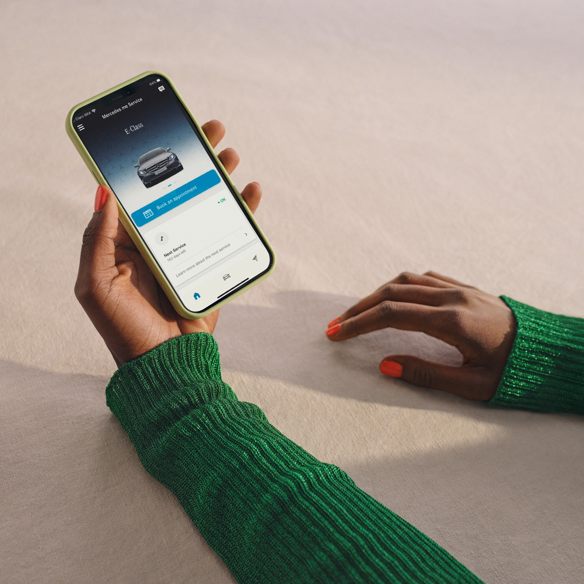Maintenance Management | Standard Services Notification of pending maintenance is shown on the smartphone.