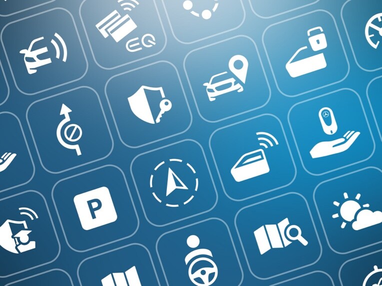 ไอคอนต่างๆ ของบริการเสริม Digital Extras อันหลากหลายจาก Mercedes-Benz