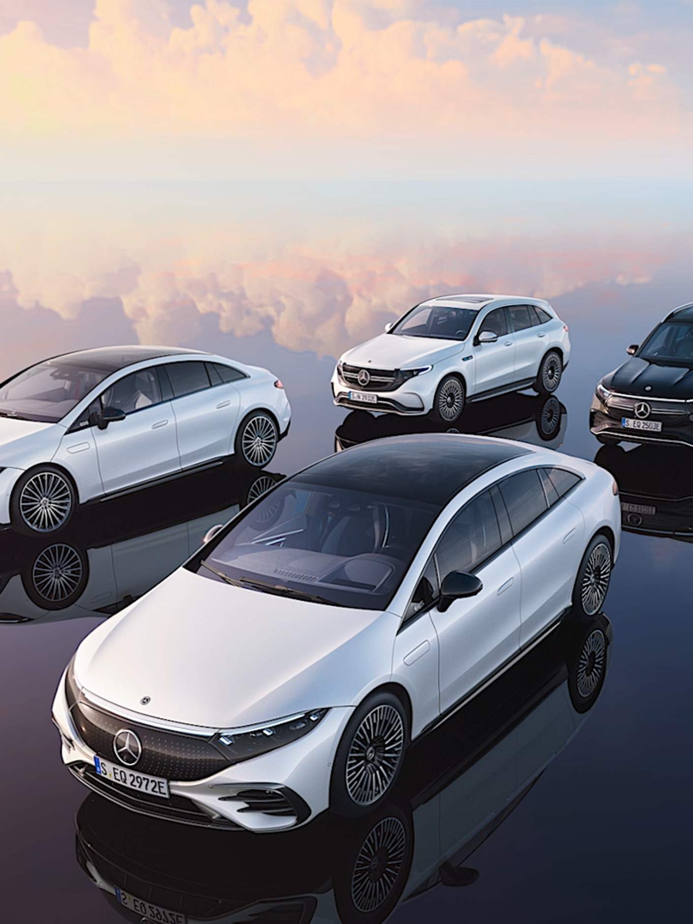 รุ่น Mercedes-EQ ในมุมมองด้านหน้าแบบหันข้าง