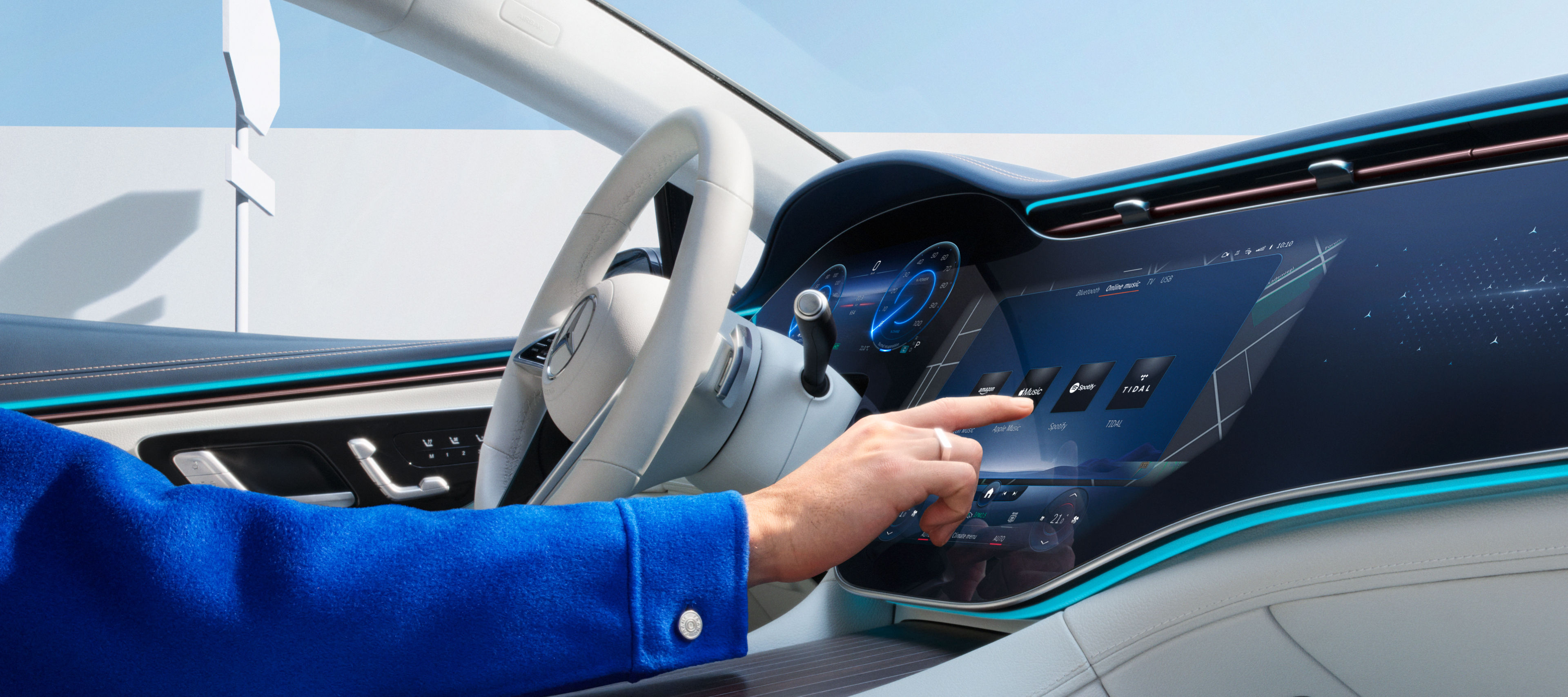 Digital Extras | Mercedes-Benz Digital Extras จะถูกเลือกบนหน้าจอของระบบมัลติมีเดีย MBUX ในรถยนต์ Mercedes-Benz