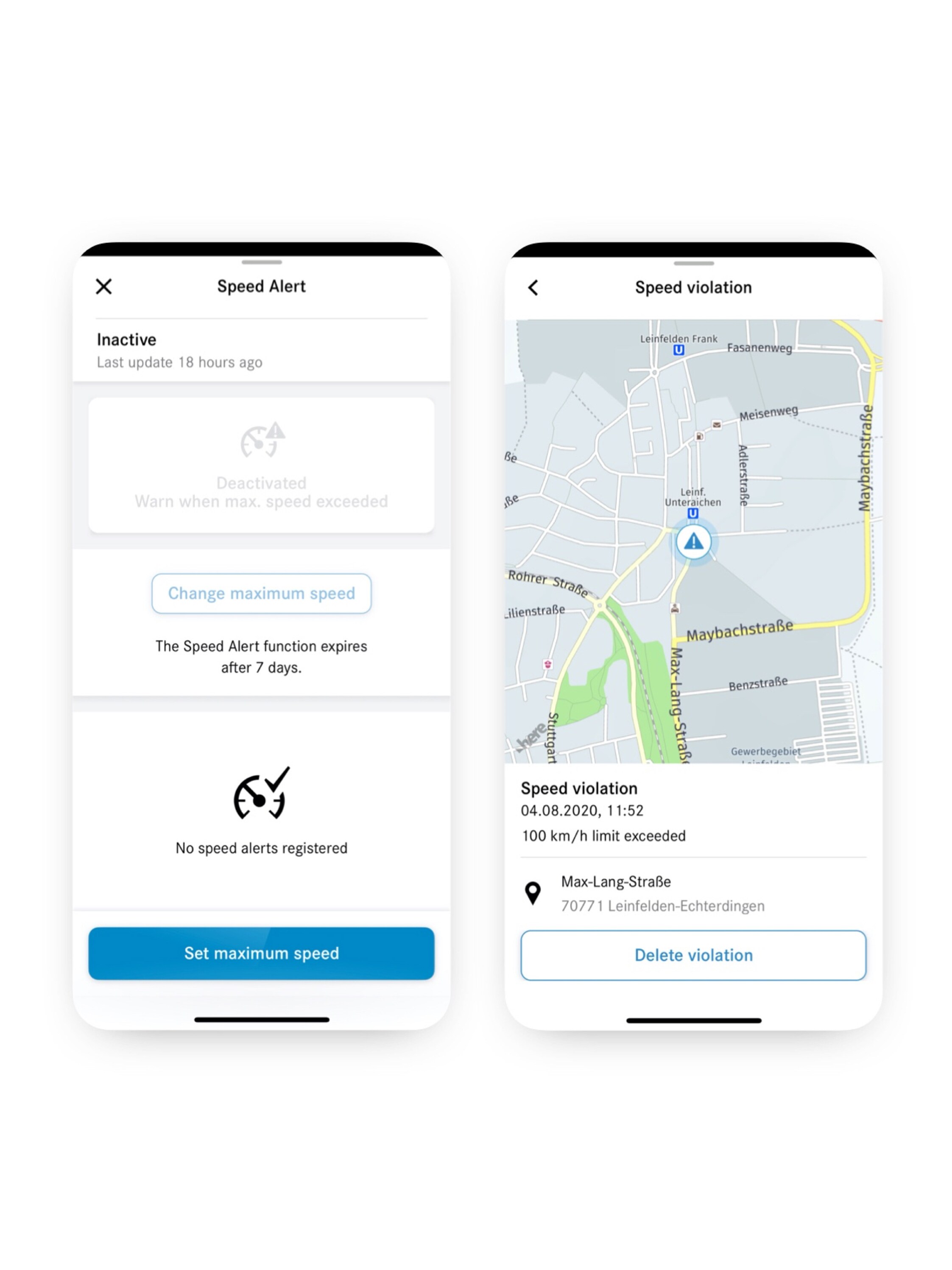 You can see the different screens that appear on a smartphone when the Speedfencing Digital Extra is activated and detects an infringement.