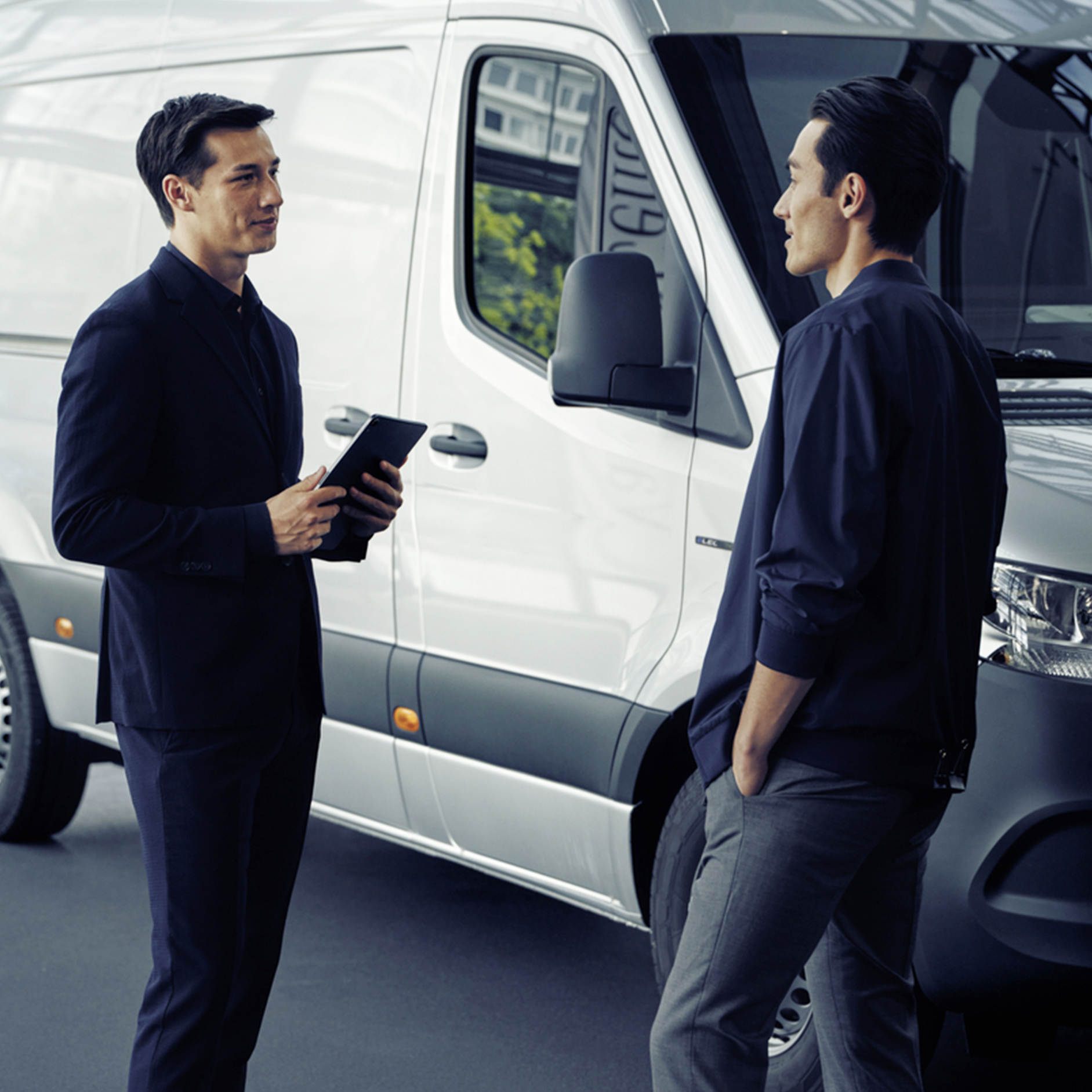 Mercedes-Benz Vans Insurance Package Mercedes-Benz Sale Executive is explaining
